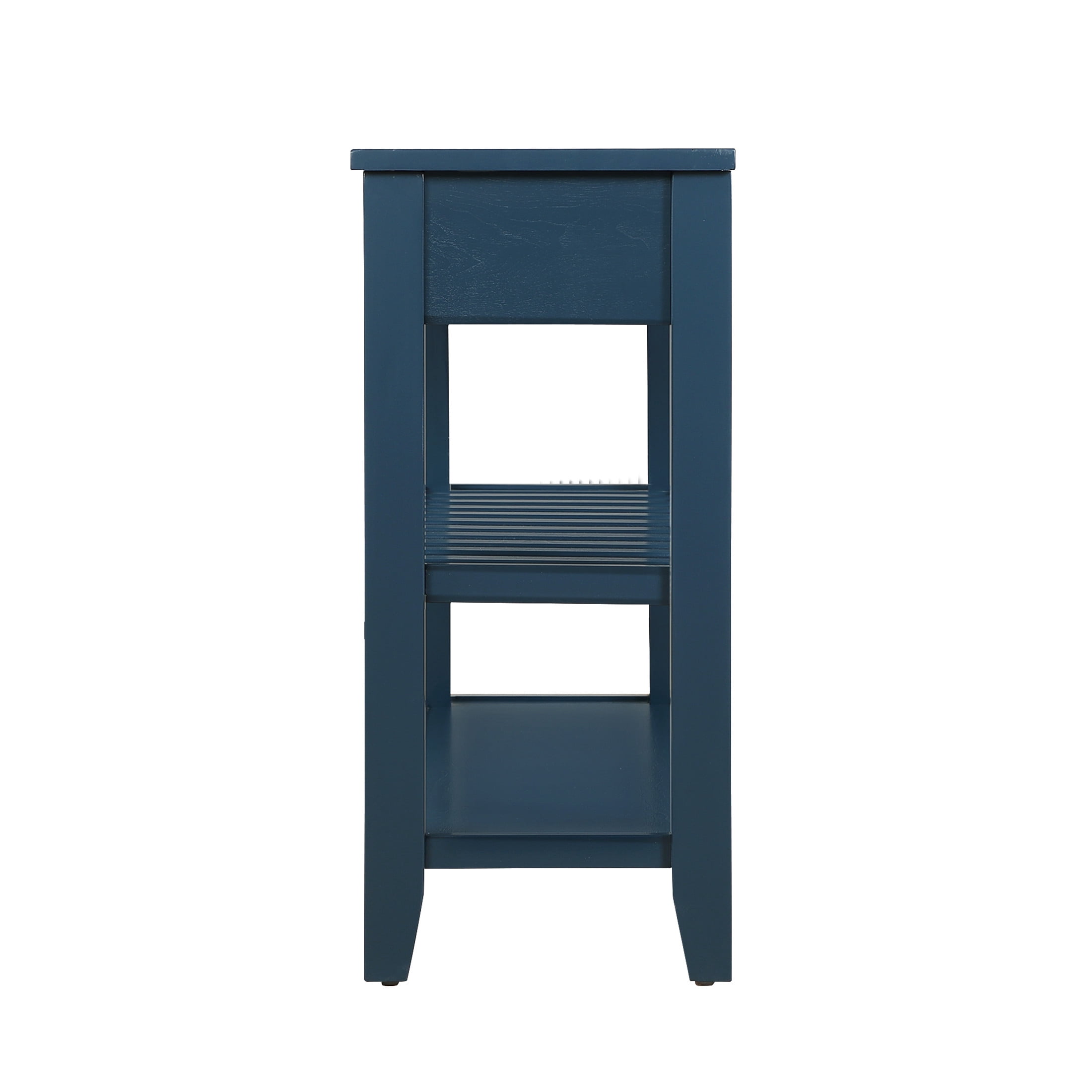 Noble House Heather Console Sofa Table, Pine Wood Frame with Drawers and Shelves for Entryway or Living Room, Navy Blue