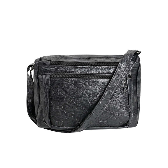 PULLIMORE Women's Soft Leather Shoulder Crossbody Bag, Work Travel Ladies Handbag Black