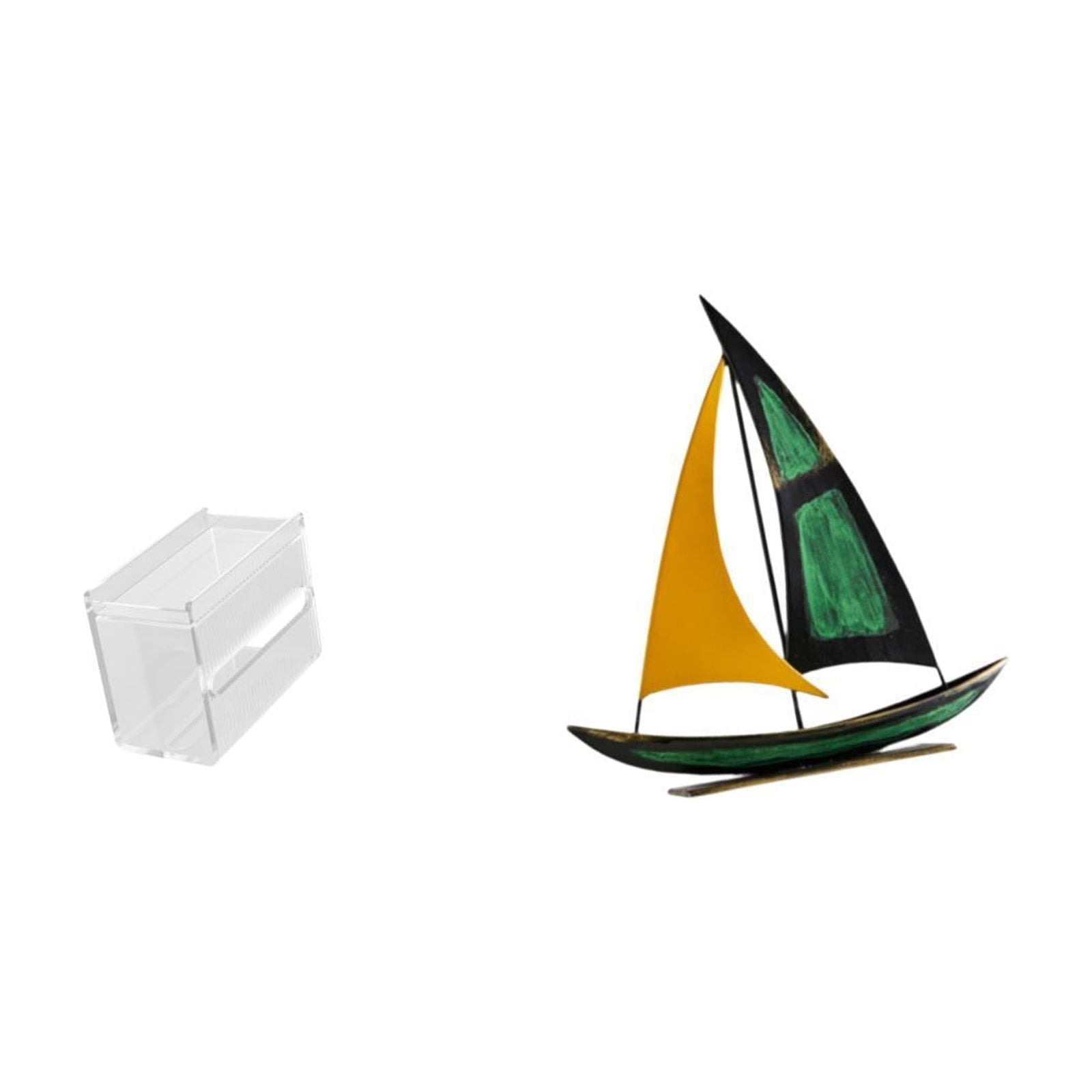 Fiocias Tissue Case Wall Mounted Toilet Paper Storage Box Acrylic Toilet Tissue Towel Holder Iron Sailboat Figurine Minimalist Modern Design Suitable for Offi