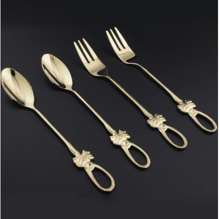 

Stainless steel spoon fork set butterfly stainless steel coffee spoon creative Japanese and Korean tableware gold-plated stainless steel spoon fork Spoon