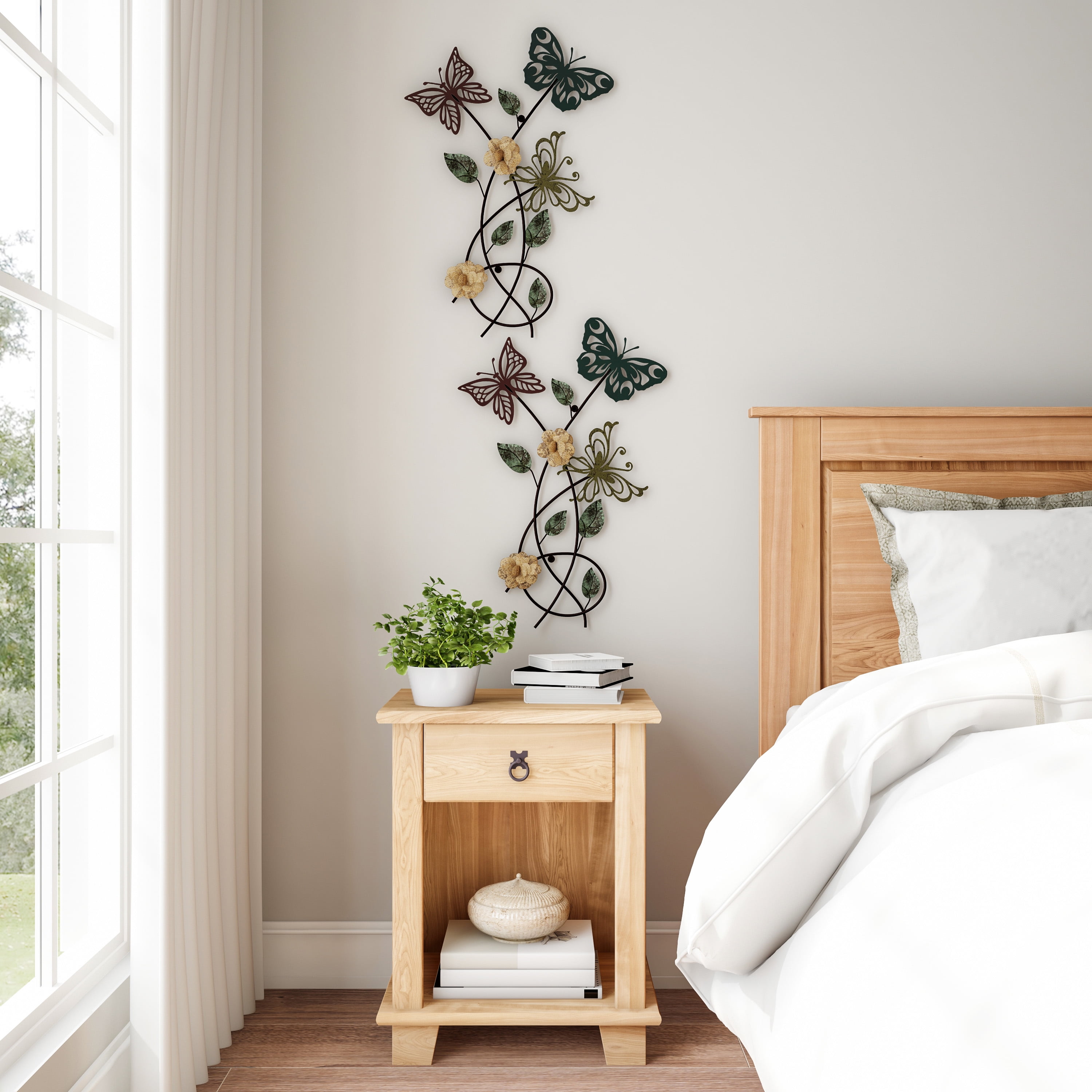 Garden Butterfly Metal Wall Art Hand Painted Decorative 3d