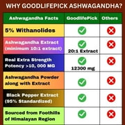 GoodlifePick Ashwagandha Extract Capsules 12300mg with Black Pepper Vegan Gluten-Free 90 Count