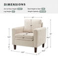 thumbnail image 6 of Upholstered Club Accent Chair Velvet Fabric Tufted Armchair Lounge Single Sofa Removable Backrest Wood Legs Home Living Room Ivory, 6 of 6