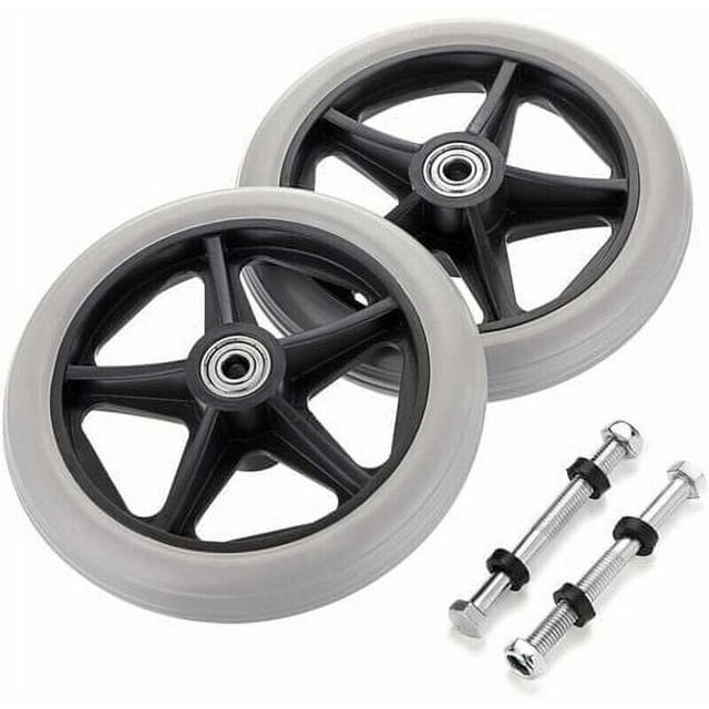 Front Wheel Replacement Casters, Ideal for Walker Accessibility Upgrade Non-Slip 6 Inch Rubber Wheel Set for Wheelchair & Rollator