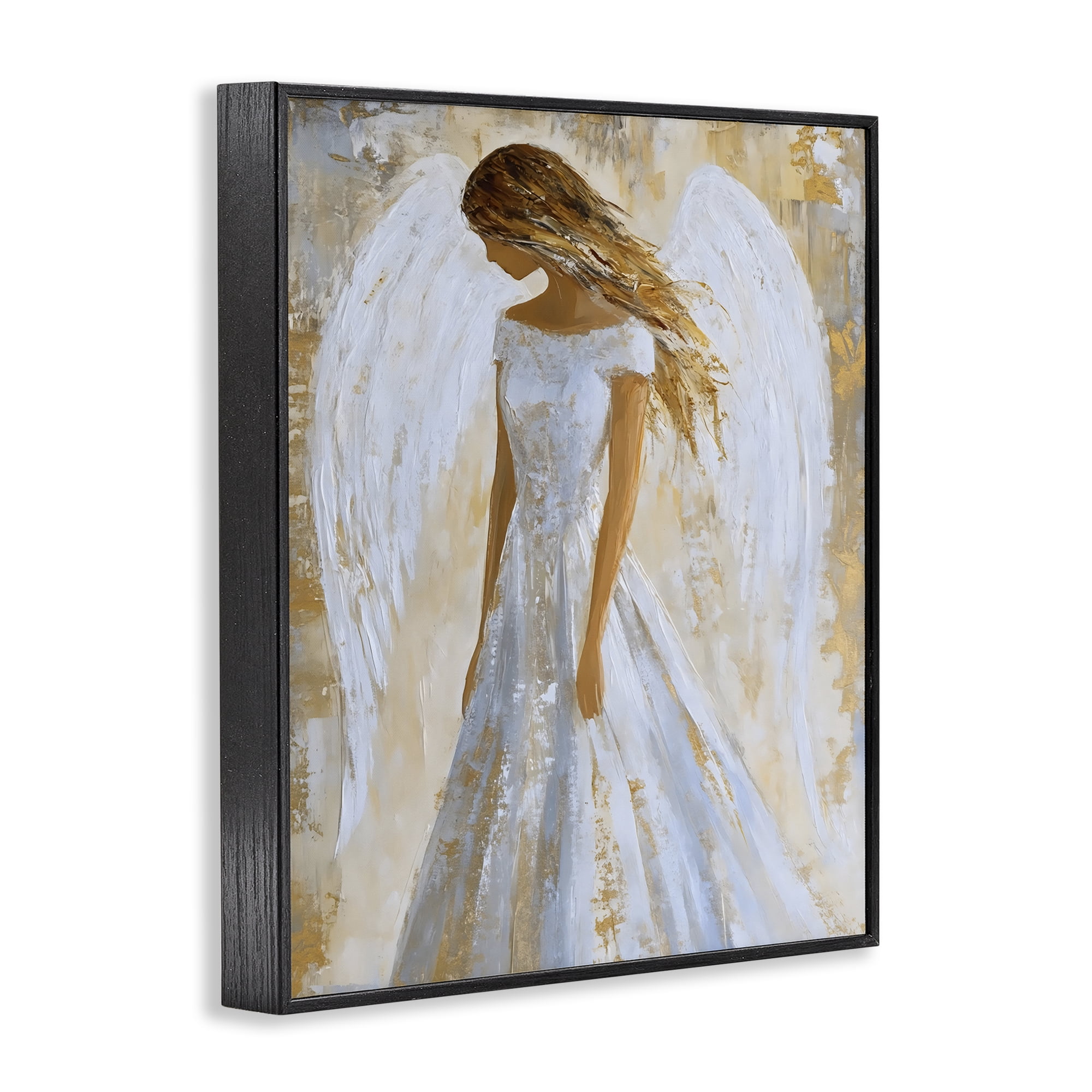 Holy Angel In White Black Framed Giclee Art, design by Franklyn Gregory