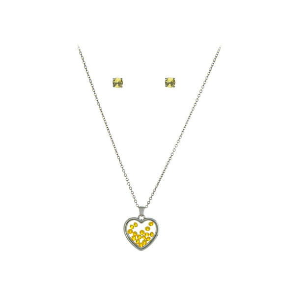 The Skyline Collection November Birthstone Yellow Topaz Heart Jewelry Set