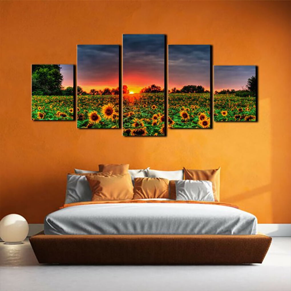 TureClos 5 Panel Oil Painting Wall Art Canvas Picture Abstract ...