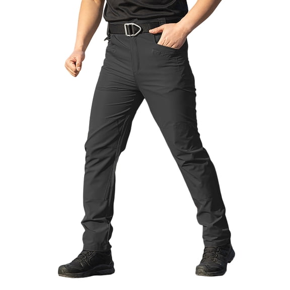 Qgtaibl Black Tactical Pants for Men Waterproof Hiking Athletic Pant Quick Dry Outdoor Work Construction Trouser with Pockets S