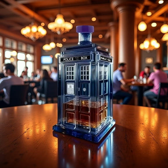 TARDIS Whiskey Decanter Handblown Glass 10.14oz - Dual Function Wine Filter with No Electricity Needed, Portable Party Decor for Halloween Christmas Gifts & Unique Drinkware