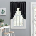 thumbnail image 2 of Ellis Stacey Solid Color Window 1.5" Rod Pocket High Quality Fabric Ruffled Swag 60"x38" Black, 2 of 2