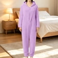 thumbnail image 2 of CQXIDFH Halloween Womens Onesie Pajamas Jumpsuit Fuzzy Ear Hooded Plush Jumpsuit Zip Up Warm Long Sleeve Pajamas with Pockets for Cozy Lounging Soft Comfortable Pajamas for Sleeping, 2 of 5