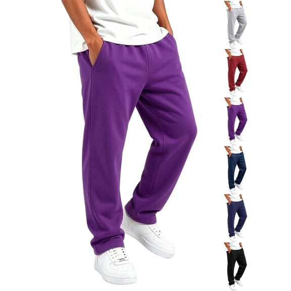 Boys Sweatpants Zaewscy Kids Open Bottom Elastic Waist Loose Casual Workout Pants Side Pockets Purple 9-10Years