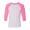 White/ Neon Pink, variant on Unisex Three-Quarter Sleeve Baseball Tee Color Black Heather/ Black X-Small Size