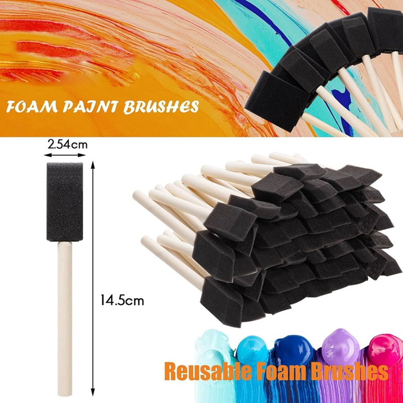 240 Pcs Foam Paint Brushes, 1 Inch Foam Brush with Wood Handle, Bulk Sponge Brushes for Painting, Foam Art Paintbrushes