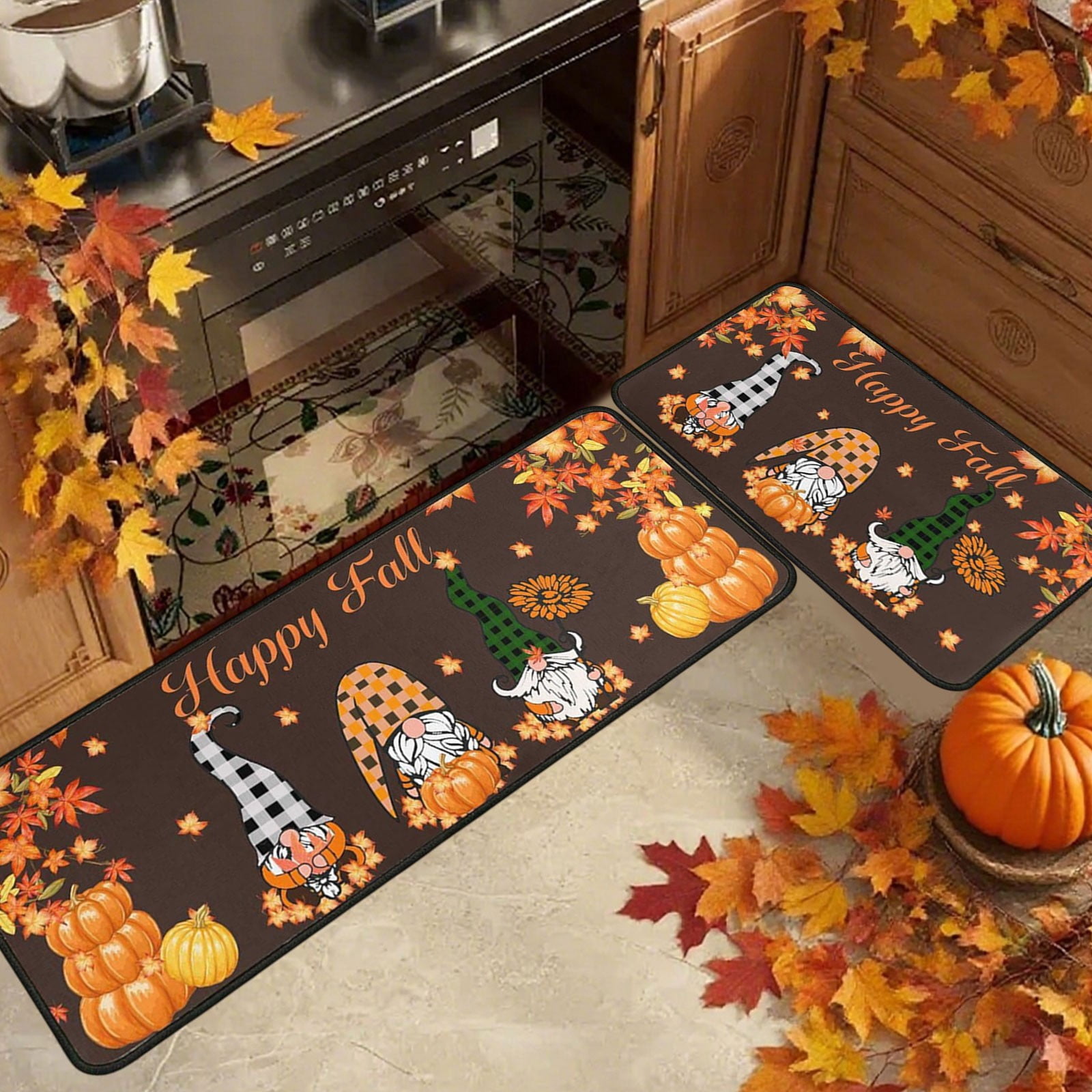 Stijggn 2pcs Halloween Bathroom Rugs Halloween Decorations Halloween Thanksgiving Rug Welcome Mats Outdoor, Doormats for Floor