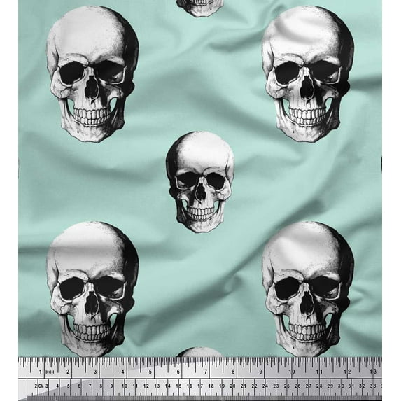 Soimoi Cotton Jersey Fabric Horror Skull Halloween Printed Fabric 1 Yard 58 Inch Wide