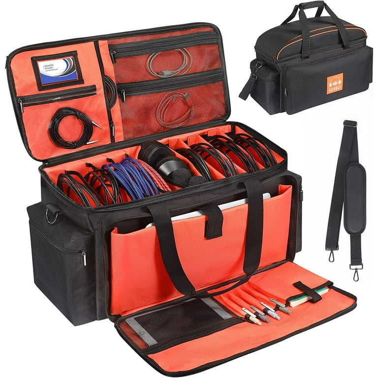 AYAOQIANG DJ Cable File Bag with Detachable Padded Bottom and