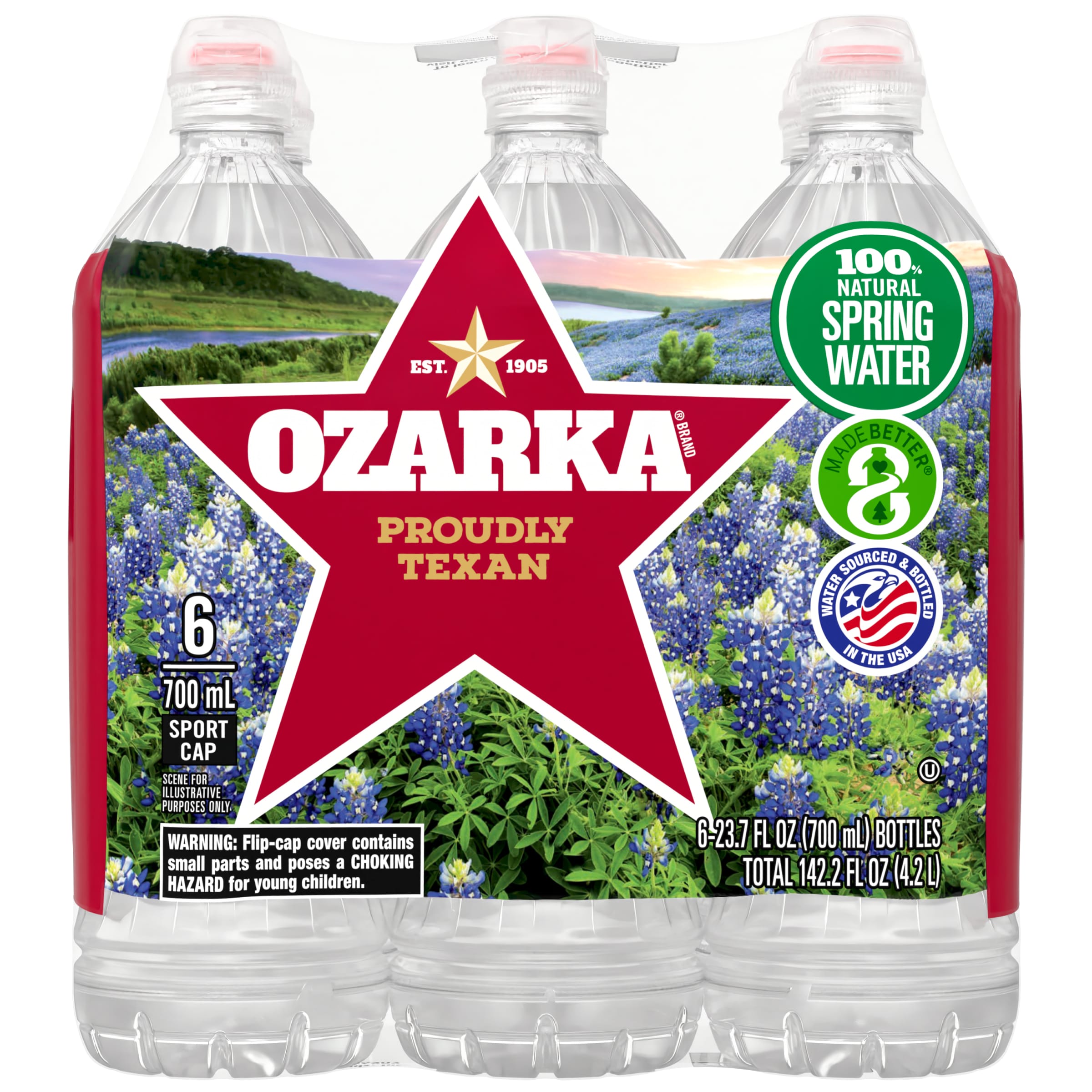 OZARKA Brand 100 Natural Spring Water, 23.7ounce plastic sport cap