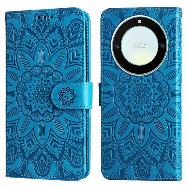 Funda tipo cartera GANGXUN para Honor Magic 5 Lite , diseño girasol, cuero PU, soporte, cierre magnético, tarjetero