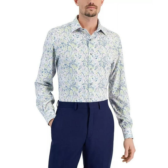 Alfani Mens Aluado Paisley Slim Fit Button-Down Shirt