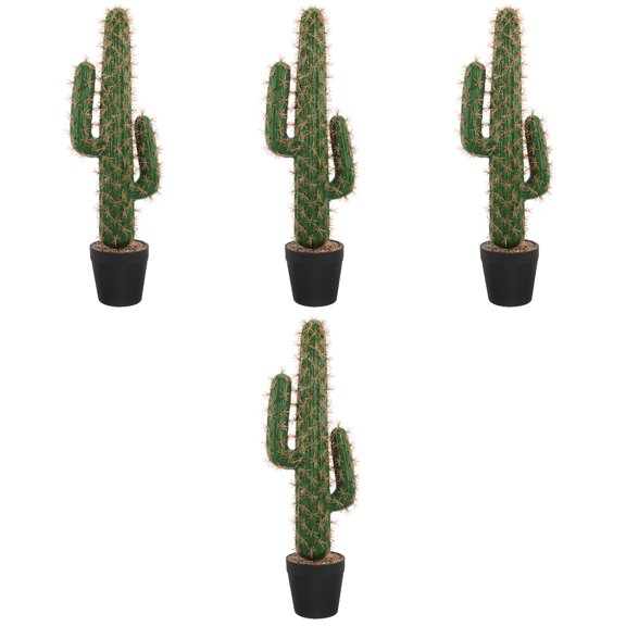 Big Cactus Potted Plants,4Pcs Artificial Saguaro Cactus Faux Plants Simulation Cactus In Pot Fake Plant Bonsai