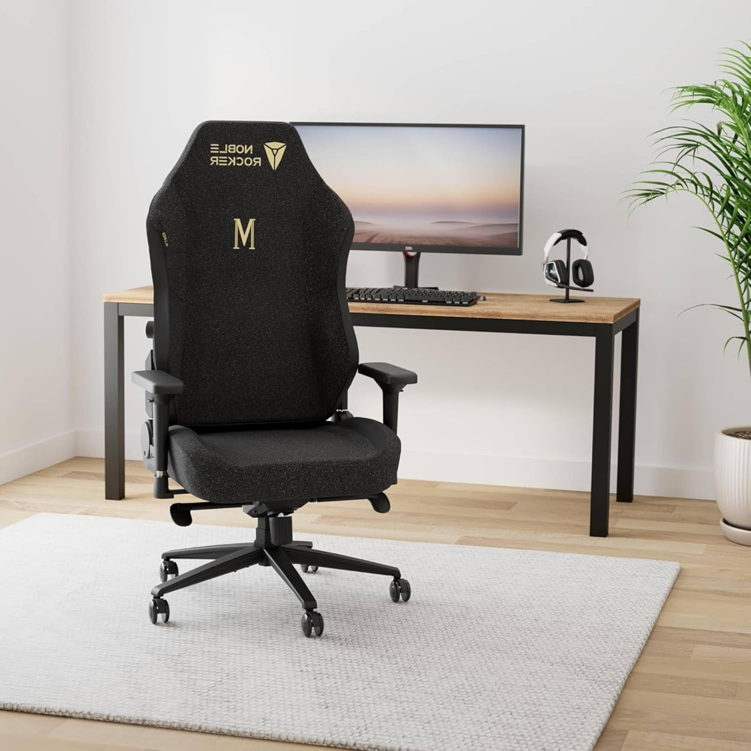 VANACC Gaming Chair Ergonomic PC Game Chair- Lumbar Support Headrest 4D Armrests Computer Chair, Big and Tall Comfortable Large, Black Polyester, XL Size