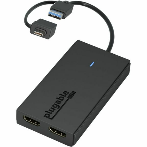 Plugable Dual Monitor Adapter for M1/M2/M3/M4 macOS Systems, Windows, ChromeOS. Broad Compatibility