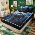 thumbnail image 2 of meiyoeat Ocean Underwater Dino Zipper Twin Comforter Sets with Fitted Sheet and 2 Pillowcases for Boys Men, Mystic Sea Animal Zipper Bedding Set, Blue Gray, Black Reversible, 4pcs, 2 of 6