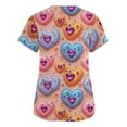 thumbnail image 3 of Printed Scrub Tops Women,Women's Fashion V-Neck Nursing Top Valentine's Day Print Short-Sleeve Nursing Scrub Top with Pockets - Pink - S, 3 of 5