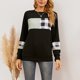 thumbnail image 4 of Women Long Sleeved T Shirt Crew Neck Plaid Patchwork Tight Cuffs Loose Pullover Shirt Sweatshirt for Party Work Travel White Plaid XL, 4 of 8