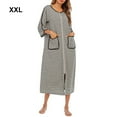 thumbnail image 3 of maskred Robe de Nuit Femme Polyester Col Rond Manches Longues Double Poche Respirante Automne Hiver Robe de Maison Vêtements de Nuit Gris TTG, 3 of 6