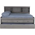 thumbnail image 3 of Discovery World Furniture - Full Size Bed Frame with Headboard Bookcase Captain Day Bed with 3 Drawers & Twin Trundle, Full Size Bed with Storage & Twin Trundle, Charcoal, 3 of 5
