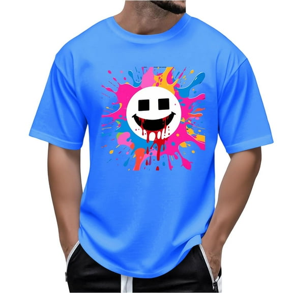 Oversized Tshirts for Men Y2k Halloween Funny Print Tops Short Sleeve Round Neck T-Shirt Fashion