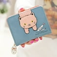 thumbnail image 4 of Cartera pequeña para niñas y mujeres con diseño de gato bonito, monedero, organizador de tarjetas (azul), 4 of 4