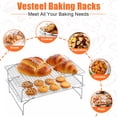 thumbnail image 4 of Vesteel 2-Tier Cooling Racks, Stainless Steel Stackable Grid Baking Racks, Collapsible Wire Racks for Cooking Grilling Roasting, Oven & Dishwasher Safe, 15’’ x 10’’, 4 of 8