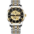 thumbnail image 2 of Reloj mecánico de moda para hombre con esfera de taladro, escala romana hueca, correa de acero, reloj mecánico, 2 of 2
