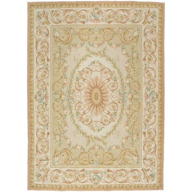 Due Process Stable Trading Aubusson Caen Light Green Area Rug, 4 x 6 ft.