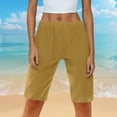 thumbnail image 2 of Elastic Waist Shorts for Women Casual, Lightweight Cotton Linen Wide Leg Shorts Casual Beach Summer Shorts 2025 with Pockets Yellow XL, 2 of 4