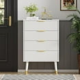 thumbnail image 5 of 4 Drawer Dressers Modern Chest of Drawers with Gold Metal Handles，Modern Nightstand for Bedroom, Hallway, Entryway, White, 5 of 7