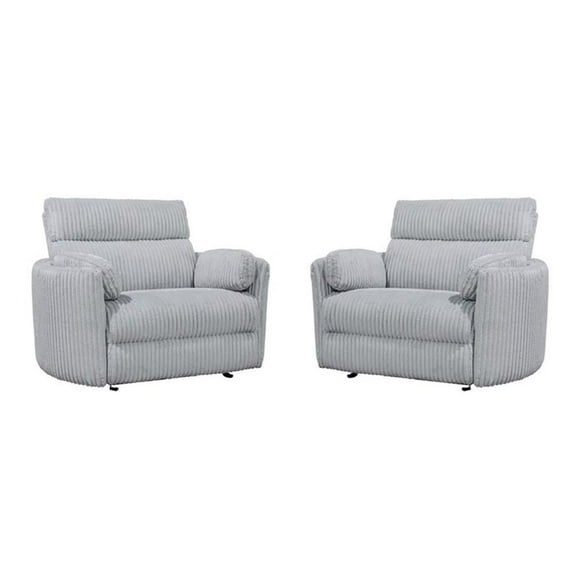 Pemberly Row XL Extra Wide Power Glider Recliner in Mega Gray (Set of 2)