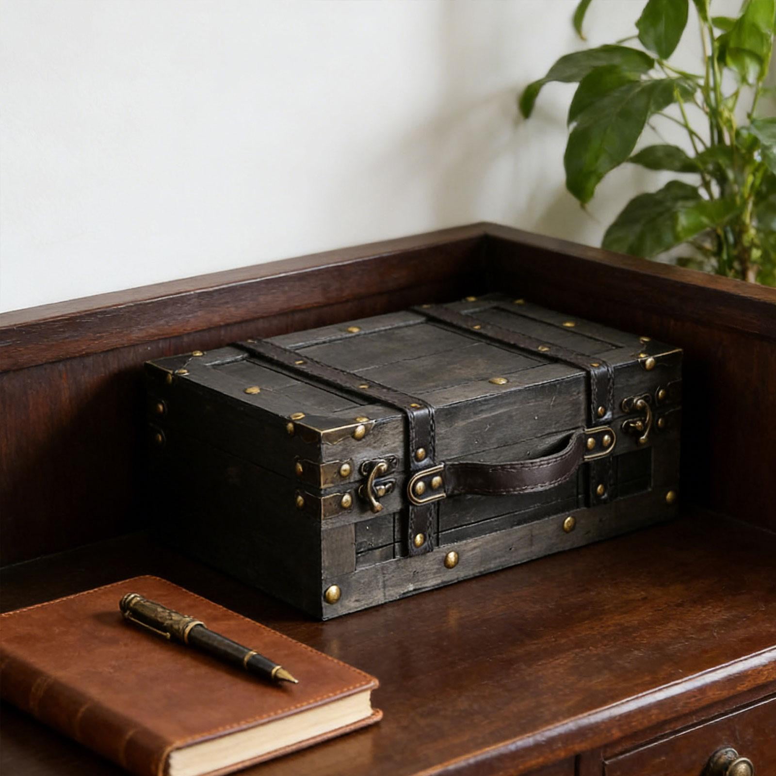 Vintage Suitcase Decorative Box Jewelry Storage Wood Material for Home Decor Travel Wedding Events Use