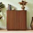 thumbnail image 2 of CQSXDA 31.5'' Sideboard Buffet Cabinet Featuring Curved Wave Design For Hallway Living Room And Bedroom Decor, Walnut, 2 of 15