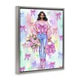 thumbnail image 3 of Stupell Industries Feminine Ribbon Fashion Illustration Gray Framed Floater Canvas Wall Art design by Jess Stempel, 21 x 17, 3 of 9