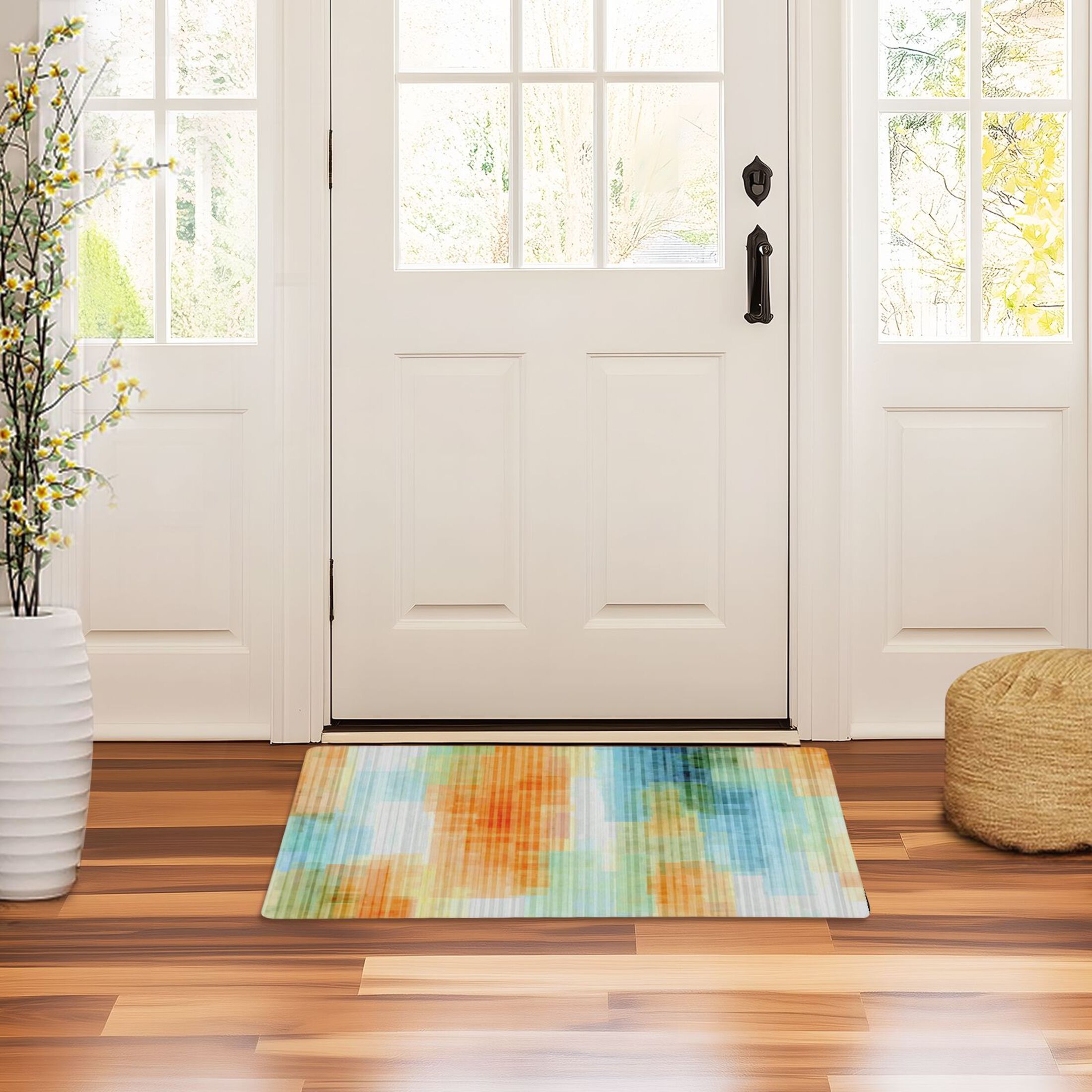 Iauyy Doormat Outdoor Indoor Non-Slip Washable Welcome Mat,Low-Profile 32x20in Door Mat for Pet Mat Front Back Door and Entryway,in Pastel Colors