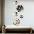 thumbnail image 3 of Designart "Delicate Brushstrokes Grey and Gold II" Abstract Marble Metal Wall Art Set of 5 Piece, 3 of 5