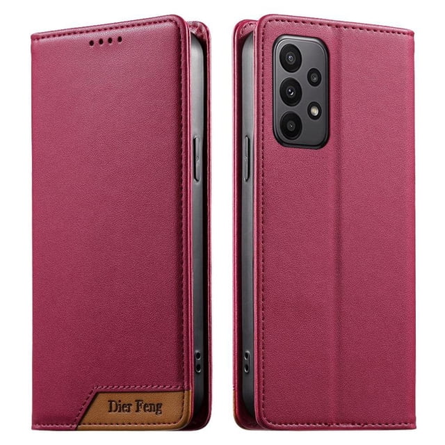 Funda Tipo Cartera de Cuero Sintético para Samsung Galaxy A23 Bloqueo RFID, con Ranuras para Tarjetas y Bolsillo para Efectivo, Cierre Magnético Fuerte Rojo