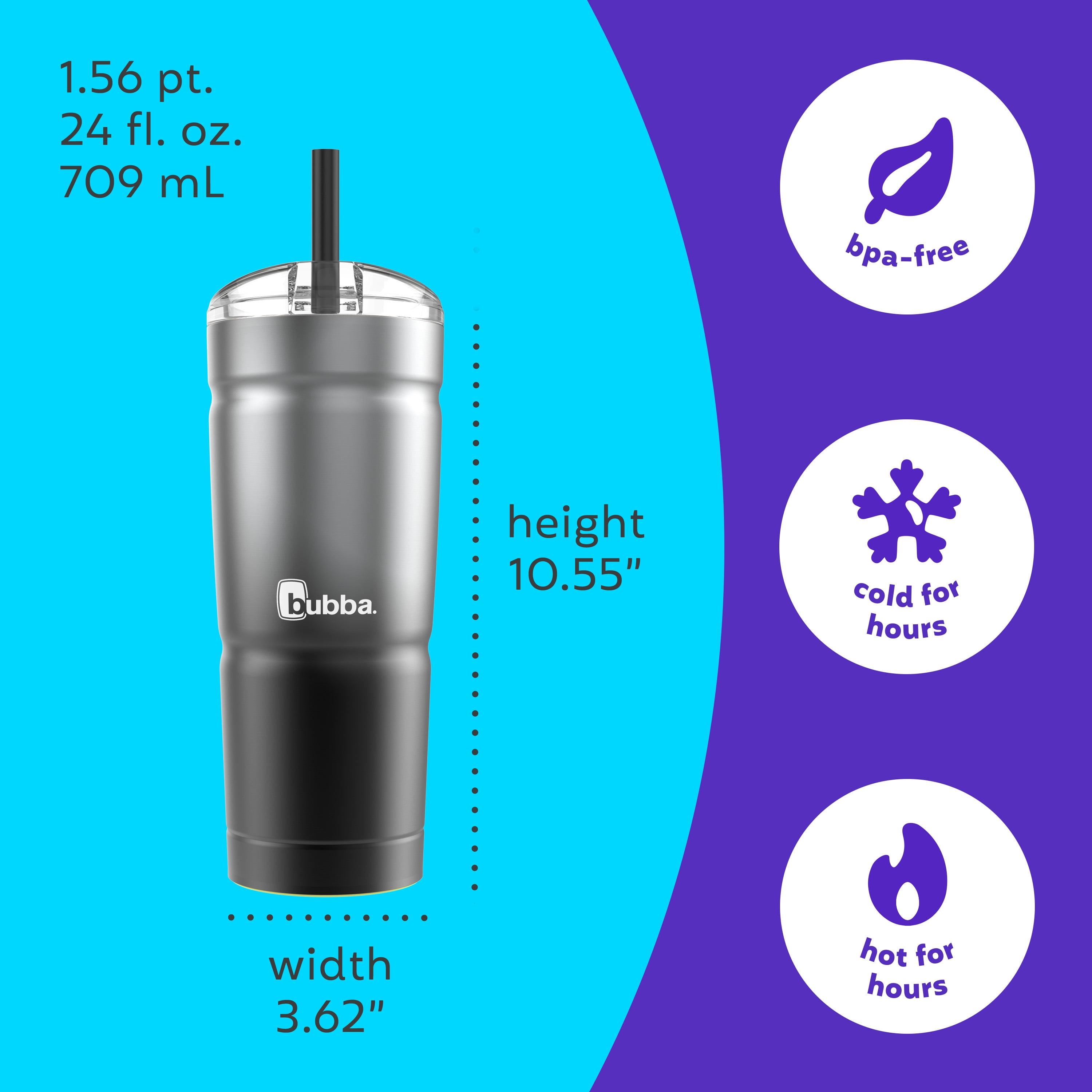 (2 pack) bubba Envy S Stainless Steel Tumbler with Straw, Black Ombre, 24 fl oz.