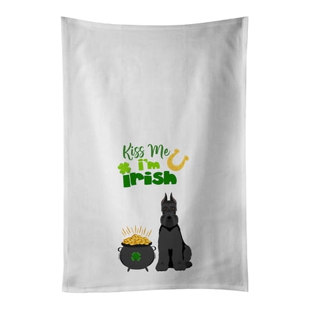 Carolines Treasures WDK4894WTKT Black Schnauzer St. Patricks Day White Kitchen Towel Set of 2 Dish Towels 19 X 25