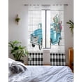 thumbnail image 3 of Farmhouse Wood Grain Sheer Curtains 84 Inch Length 2 Panels Set for Living Room/Bedroom, Modern Cactus Truck Black Plaid Kitchen Curtains Grommet Semi-Sheer Curtains Window Treatments 42"x84"x2, 3 of 7