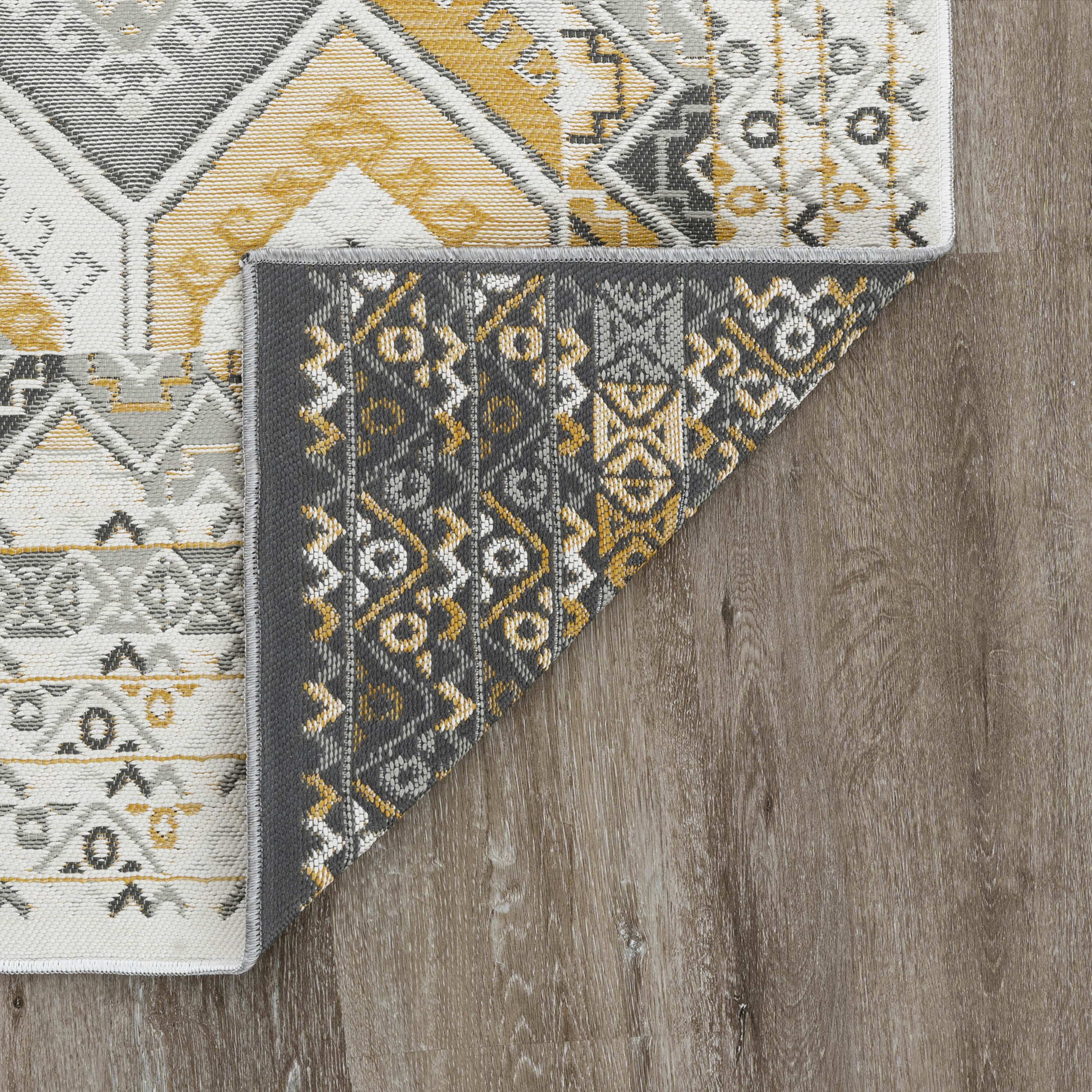 Bliss Rugs Geometric Indoor Outdoor Rug Low-Profile Reversible Floor Mat for Patio, Entrance, Front Door | Cream, 2' x 3'